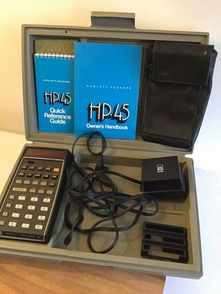 Vintage Hewlett Packard 45 Calculator With Case,  Manuals & Power Cord