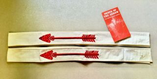 Vintage Boy Scouts Order Of The Arrow Sashes White Twill Red Embroid,  Booklet