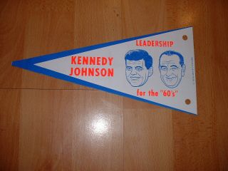 1960 John F Kennedy Jfk - Lyndon B Johnson Lbj Campaign Vehicle Antenna Flag