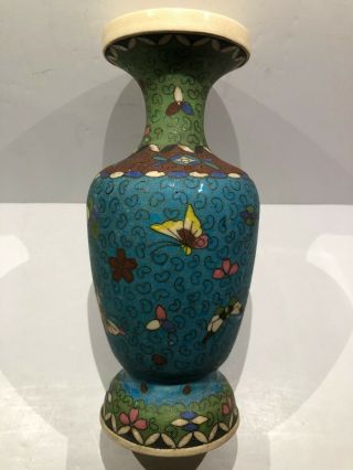 19th Century Japanese Cloisonné Vase Meiji Period 8.  50 " Marked On Base -