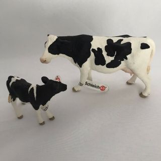 Schleich Germany Holstein Dairy Cow & Calf Farm Life Nativity Play W Tags