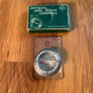 Vintage Official Girl Scout Silva - System Compass W/ Box