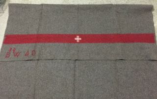 Vintage Swiss Army Blanket 100 Wool 1940 Wwii 50x78 Inches