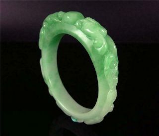Fine Chinese Jadeite Emerald Jade Bangle Bracelet Top Quality Double Fish