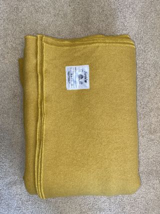 Vintage Faribo 100 Wool Blanket 72 X 90 Military Cadet Label Usa