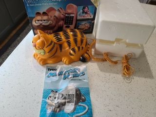 Vintage Garfield Telephone Tyco 1986 With Box Model 1207 Eyes Open