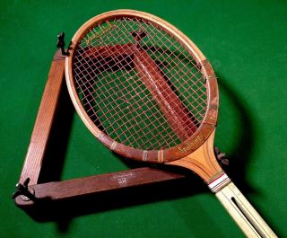 Antique Spalding Kro - Flite Split Throat Vintage Wood Tennis Racket W/press Rare