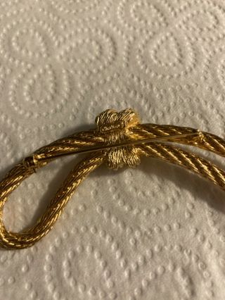 Vintage Christian Dior Runway Rope Knot Large Gold Couture Pin Stunning
