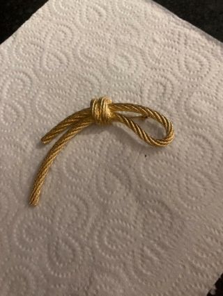 VINTAGE CHRISTIAN DIOR RUNWAY ROPE KNOT LARGE GOLD COUTURE PIN STUNNING 2