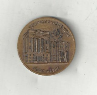 1923 Fort Wayne Indiana Masonic Temple Mason Freemasonry Medal Coin Medallion