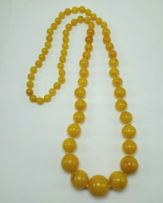 Vintage 34 " Graduated Yellow Baltic Butterscotch Amber Bead Necklace 102 Grams