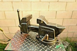 Vintage Craftsman Model 5171 Swivel Anvil Vise 4  Jaw Made In Usa 33 Lbs Vice