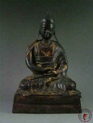 Large Old Chinese Tibet Bronze Made Tibetan Dalai Buddha Statue