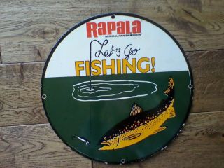 Vintage Old Rapala Fishing Lures Porcelain Advertising Sign 12”