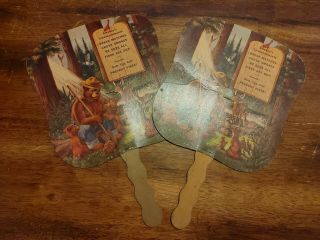 Vintage Smokey The Bear Paper Hand Fans 50s 60s Set Of 2 Firefighting Advert