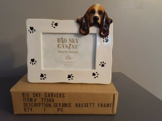 Picture Photo Frame By Big Sky Carvers - Bassett Hound Ceramic 7.  5 " Tall X 8.  5