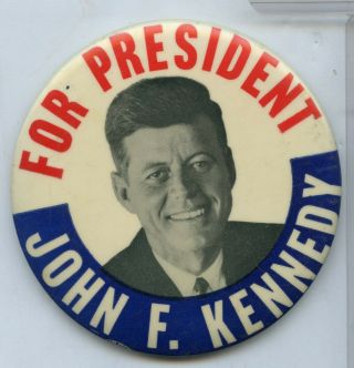 John F Kennedy For President Jfk 1960 Campaign Political Pin Button 3.  5 " - Rc052