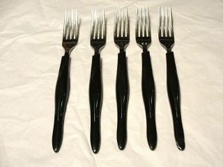 5 Vintage Cutco Dinner Forks Black Dark Handles 8 1/4 "