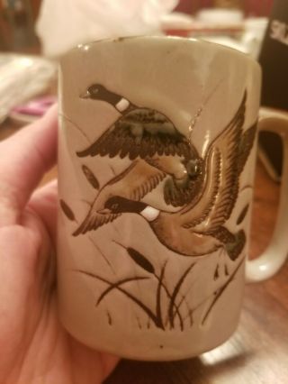 Otagiri Flying Ducks Embossed Ceramic Coffee Mug 3.  75 " Tall Japan