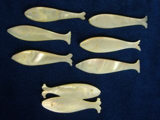 Antique Mother Of Pearl Gaming Counters In The Shape Of Fish (thick Gauge)