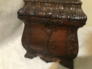 VINTAGE HEAVY CARVED WOODEN JEWELRY BOX - 11 1/2 