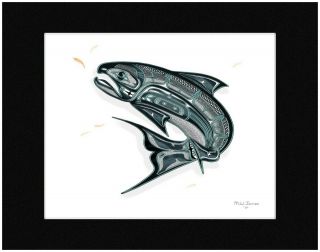 Chinook Salmon & Krill 14 " Signed,  Matted Limited Edition Art Print Mw James