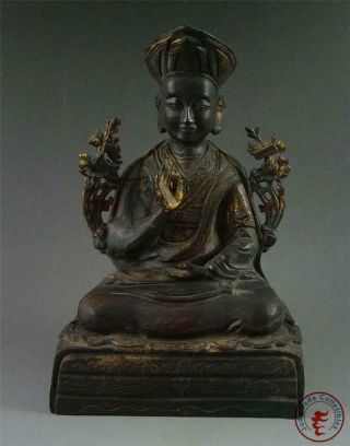 Very Large Old Chinese Tibet Bronze Made Tibetan Buddha Lama Statue