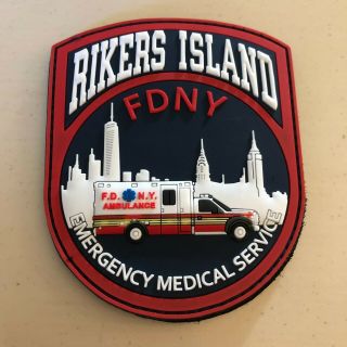 Fdny Fire Department York Ny - Rikers Island Pvc Velcro® Brand Patch Ems