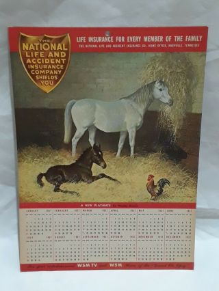 Vintage 1957 National Life And Accident Insurance Co.  Calendar Wesley Dennis