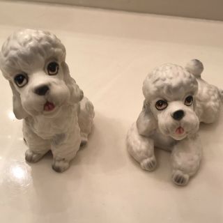 Vintage Lefton Poodle Dog Porcelain Figurines Japan