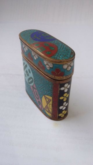 Antique Chinese Cloisonné Enamel Trinket Box Unusual Shape