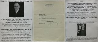 Congressman Tennessee Senator Powerful Us Speaker House Byrns Letter Signed 1935