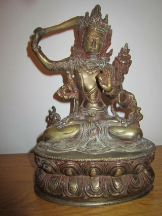 Antique Chinese Bronze Buddha 9 Inches Tall