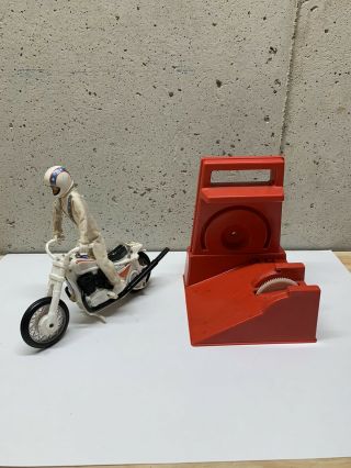 Vintage Ideal Evel Knievel Stunt Cycle With Energizer And Figure 1973