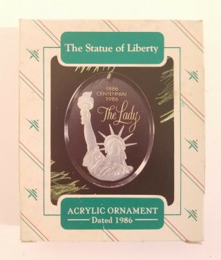 1986 Hallmark Centennial Statue Of Liberty Acrylic Christmas Ornament America