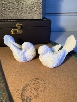 Vintage White Alabaster Love Doves Birds Made In Italy By A.  Santini