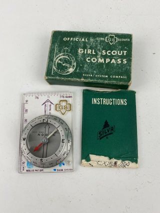 Vintage Official Girl Scout Of America Silva System Compass W/ Box Instructions