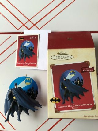 2002 Batman Calling The Caped Crusader Hallmark Gotham Bat Signal Ornament