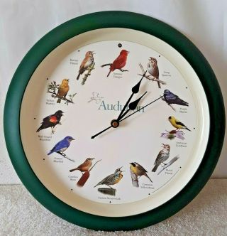 Audubon Singing Bird Clock 12 Songs 13.  5 " Diameter Motion Detector Battery