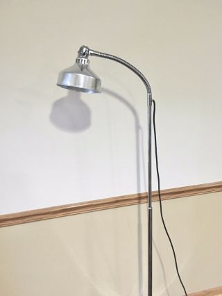 Vintage Industrial Ajusco Medical Chrome Floor Lamp Gooseneck Mid Century Silver