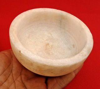 Vintage Old Rare Hand Crafted White Marble Bowl,  Kharal,  Pot,  Mortar India