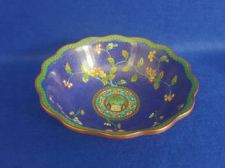 Late 19th Century Chinese Bronze Cloisonné Bowl W Immortal Depiction & Blossoms