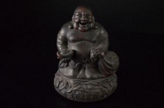 X5088: Chinese Brown Pottery Doll Statue Sculpture Ornament Figurines Okimono