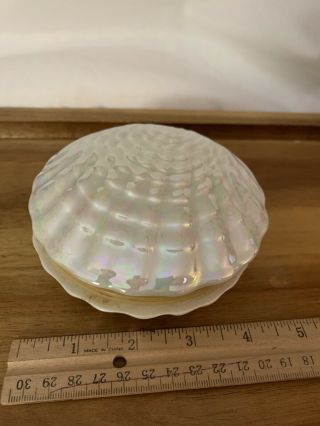 Clam Shell Trinket Box Hinged Italy Hand Painted Iridescent