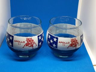 Vintage Apollo 11 First Man On The Moon Glasses 1969 Neil Armstrong 8oz.