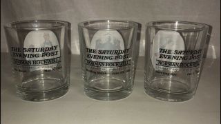 Set Of 3 Norman Rockwell Saturday Evening Post Drinking Glasses