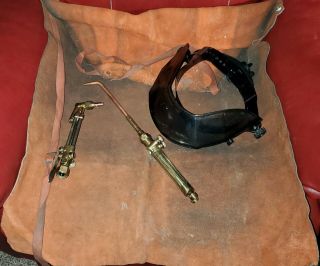 (vintage) Harris Welding Cutting Torch Handles With Shield And Apron