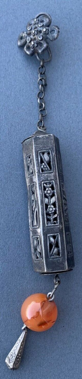Antique Chinese Silver Needle Case