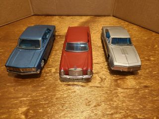 Vintage Bandai Tin Friction Toy Cars - Made In Japan – Set Of 3 Cars