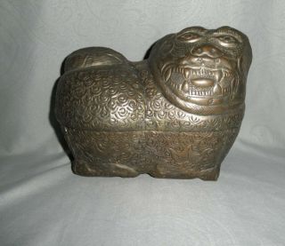 Large Antique South East Asian Thai Betel Nut Box Foo Lion Dog